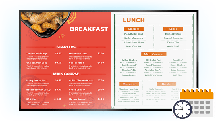 Dayparting for restaurant menu boards