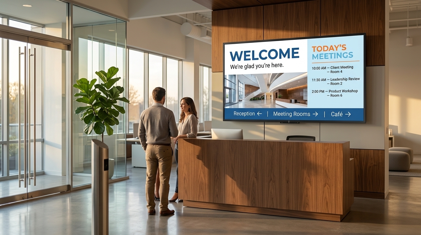 lobby digital signage in corporate