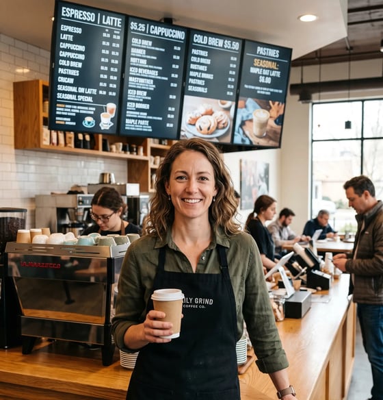 Coffee shop menu screens
