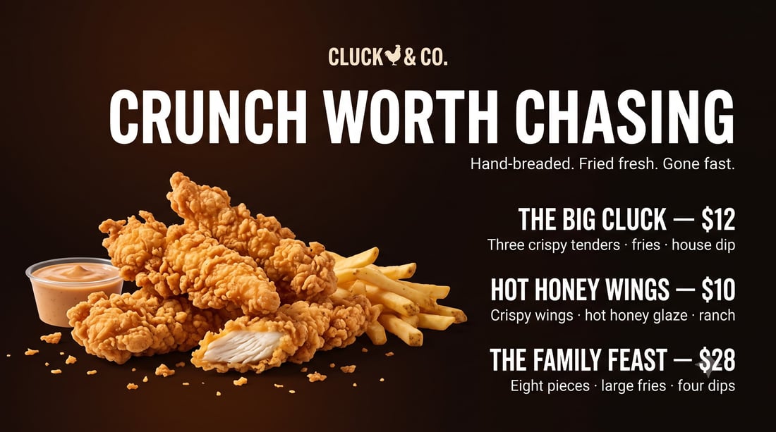 Fried chicken menu board design