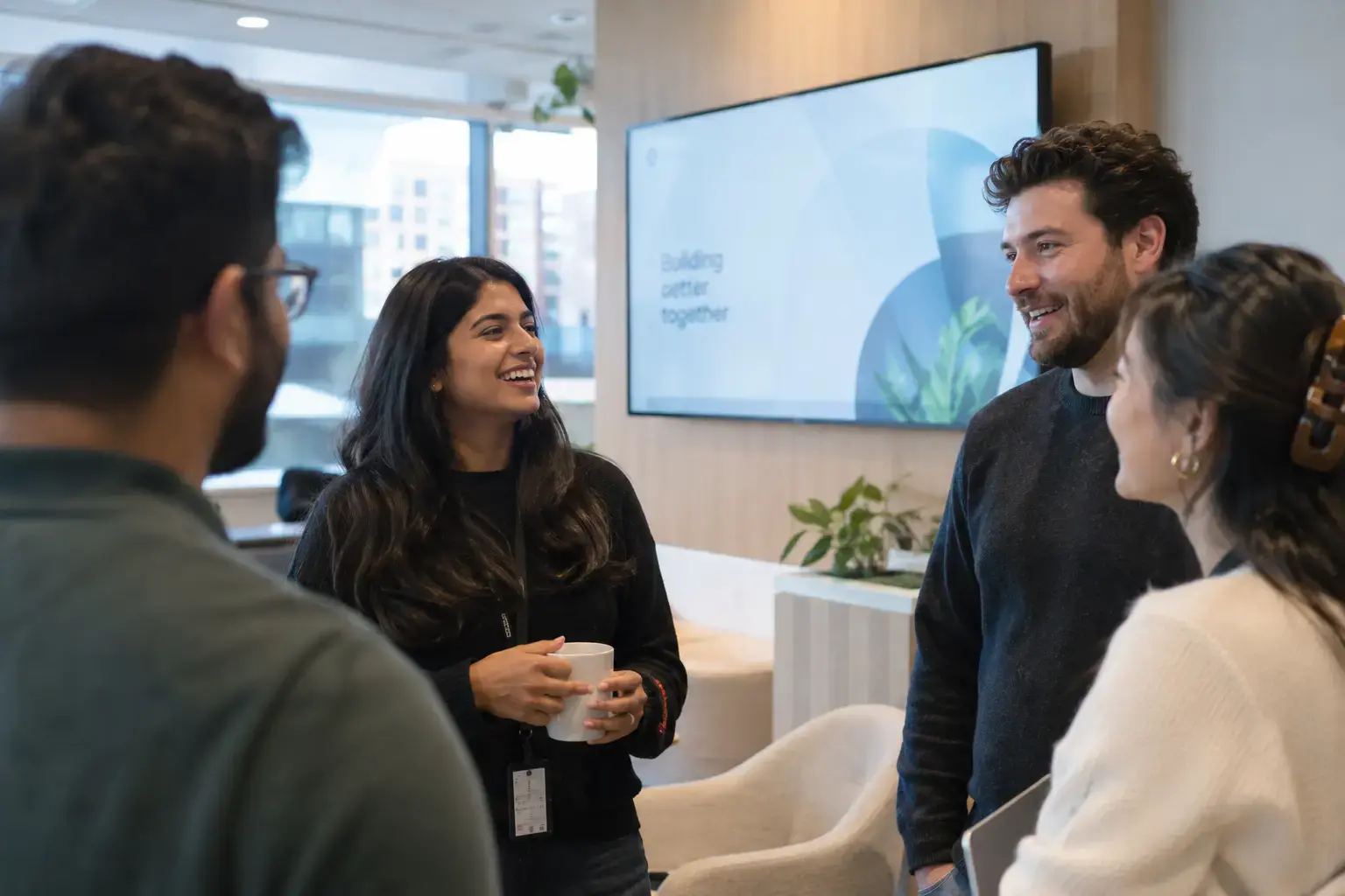 Corporate HQ and open office screens