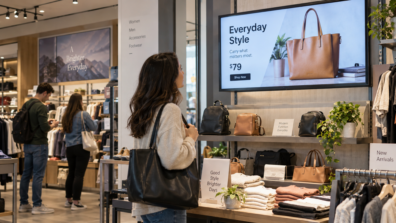 A product promotion running on a retail store screen
