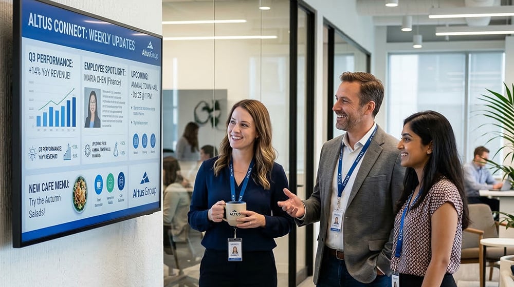 Internal communications on workplace digital signage