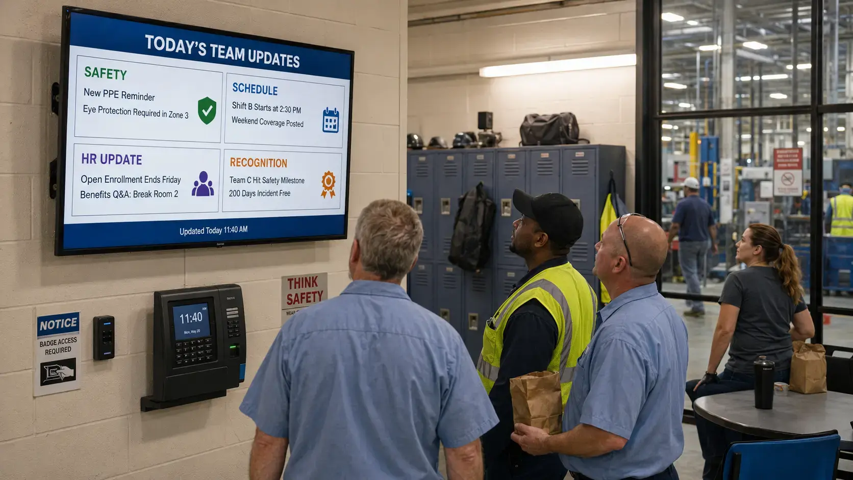 Shift schedule screen for deskless crews